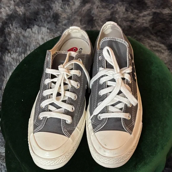 Gray and White Low-Top Sneakers - Picture 2 of 4